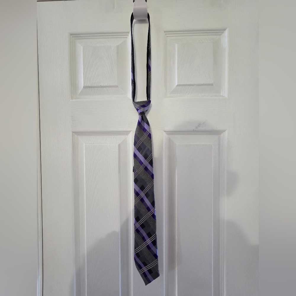 George Purple and Black Checkered Tie